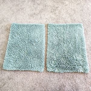 Set of 2 sage green bath rugs, 19" by 25", super soft and wet absorbent
